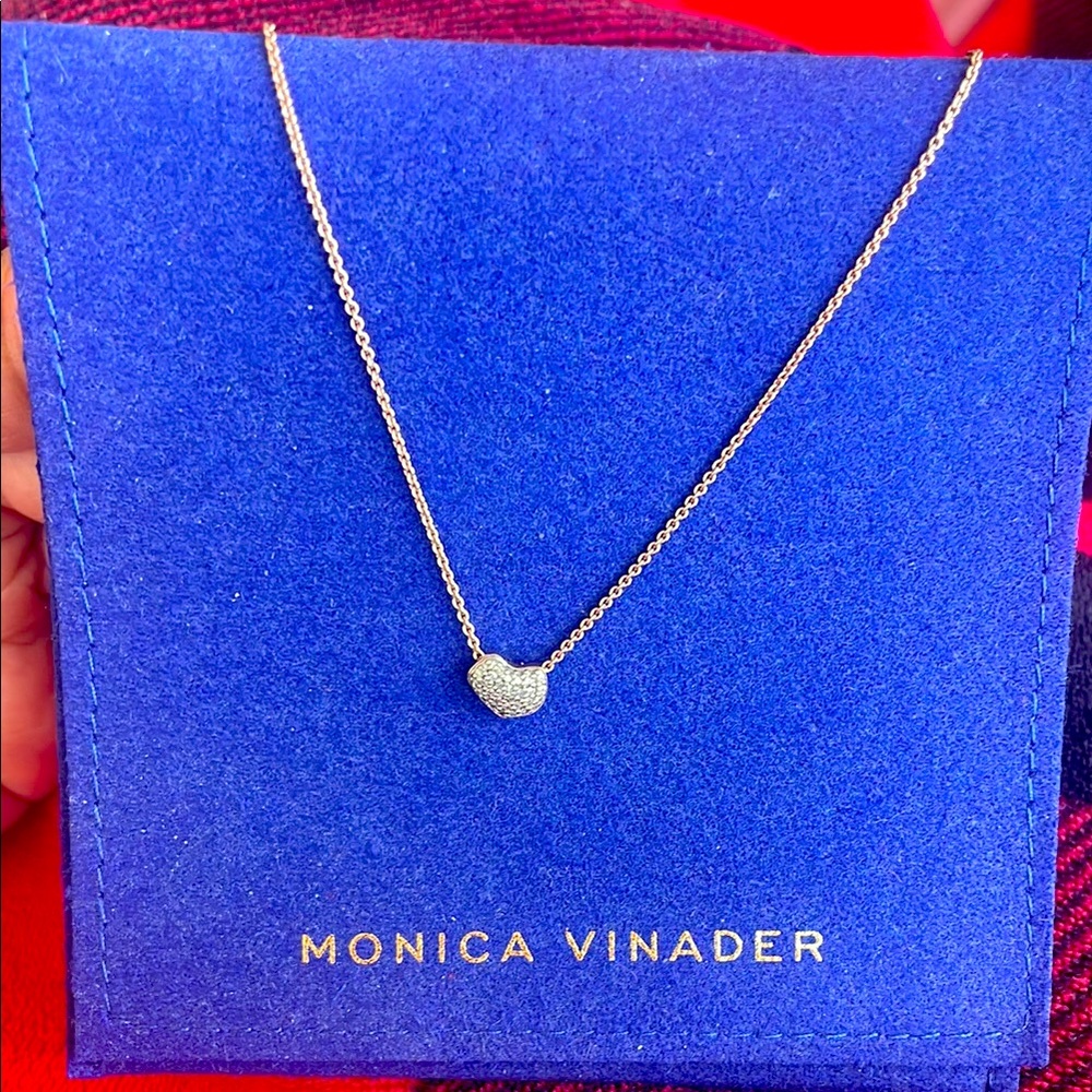 Monica vinader. Nura heart diamond necklace in rose gold.